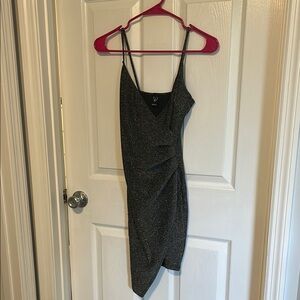 Windsor Gray Asymmetrical Ruched Bodycon Dress